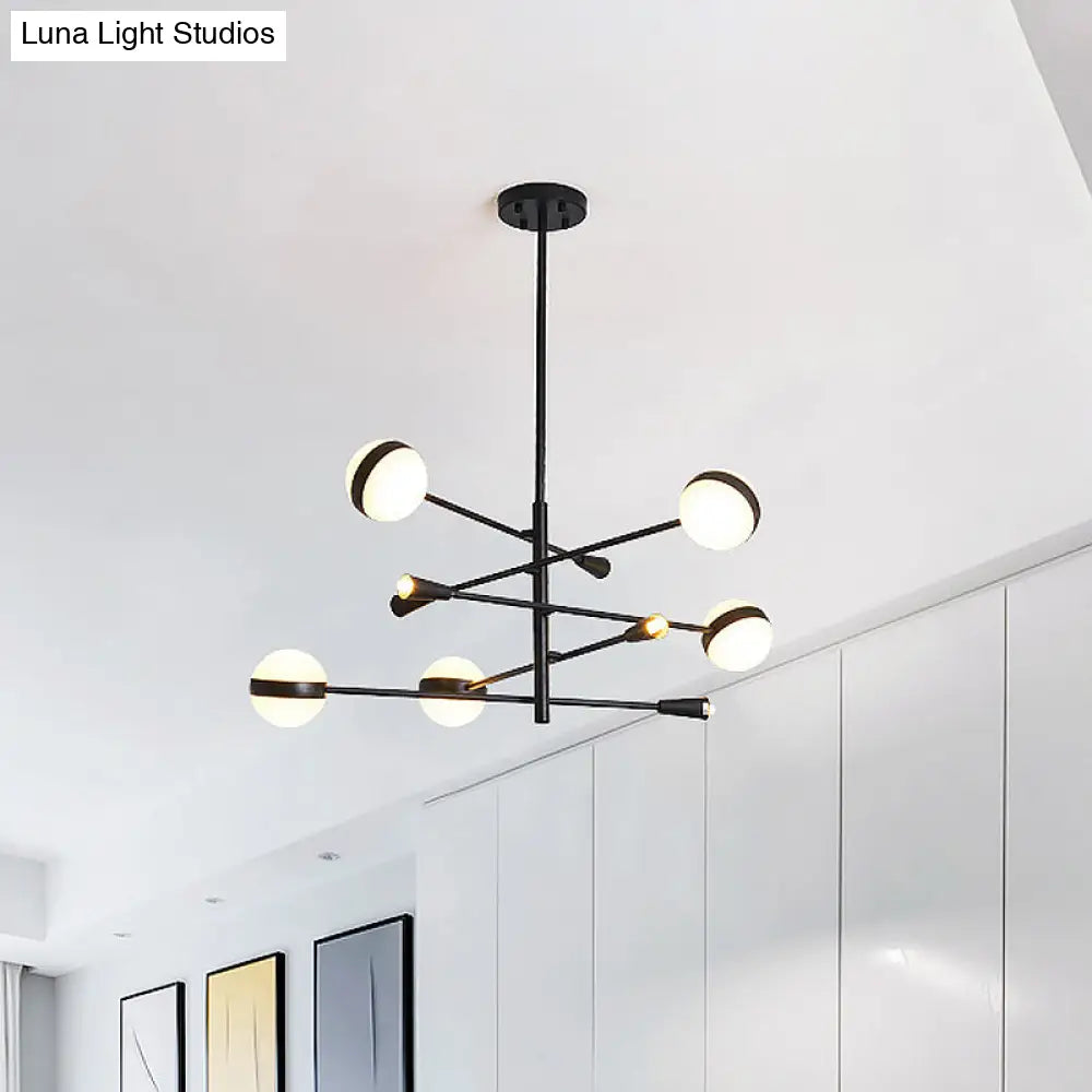 Contemporary Iron Led Chandelier - 10/12-Head Ceiling Pendant With Glass Ball Shade