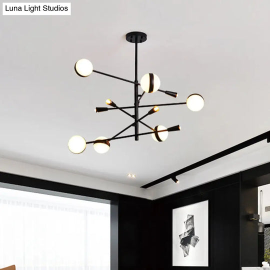 Contemporary Iron Led Chandelier - 10/12-Head Ceiling Pendant With Glass Ball Shade