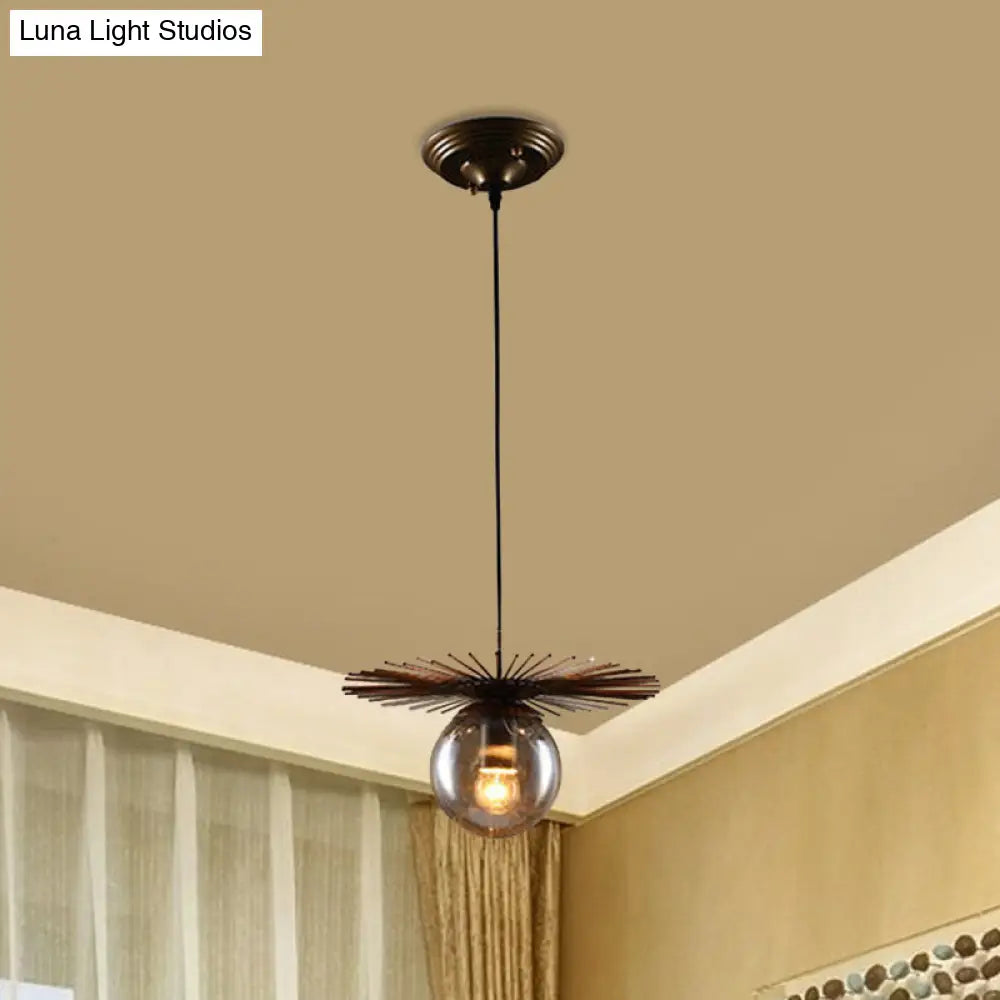 Contemporary Iron Single-Bulb Pendant Light Fixture - Flat Suspension For Restaurants In Rust