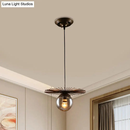 Contemporary Iron Single-Bulb Pendant Light Fixture - Flat Suspension For Restaurants In Rust