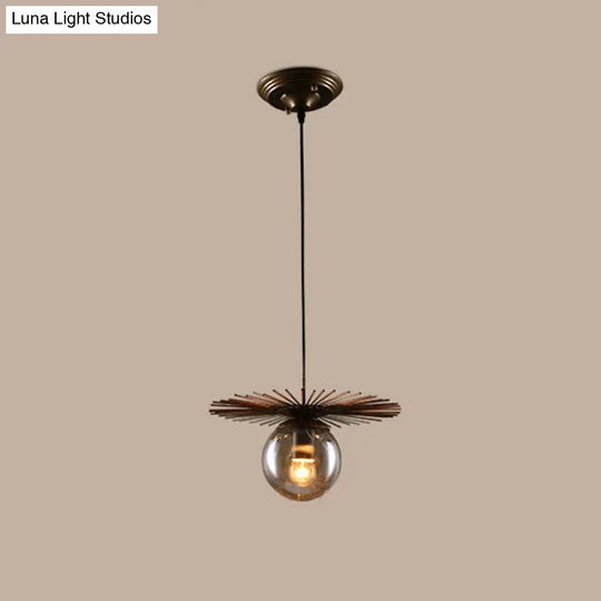 Contemporary Iron Single-Bulb Pendant Light Fixture - Flat Suspension For Restaurants In Rust