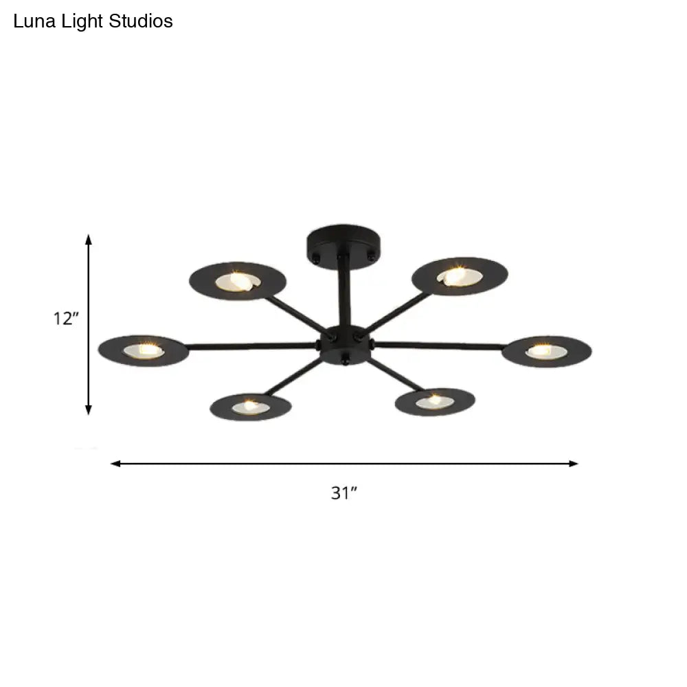 Contemporary Iron Sputnik Chandelier: 6/8-Head Hanging Lamp For Bedroom Black/White/Black-Gold