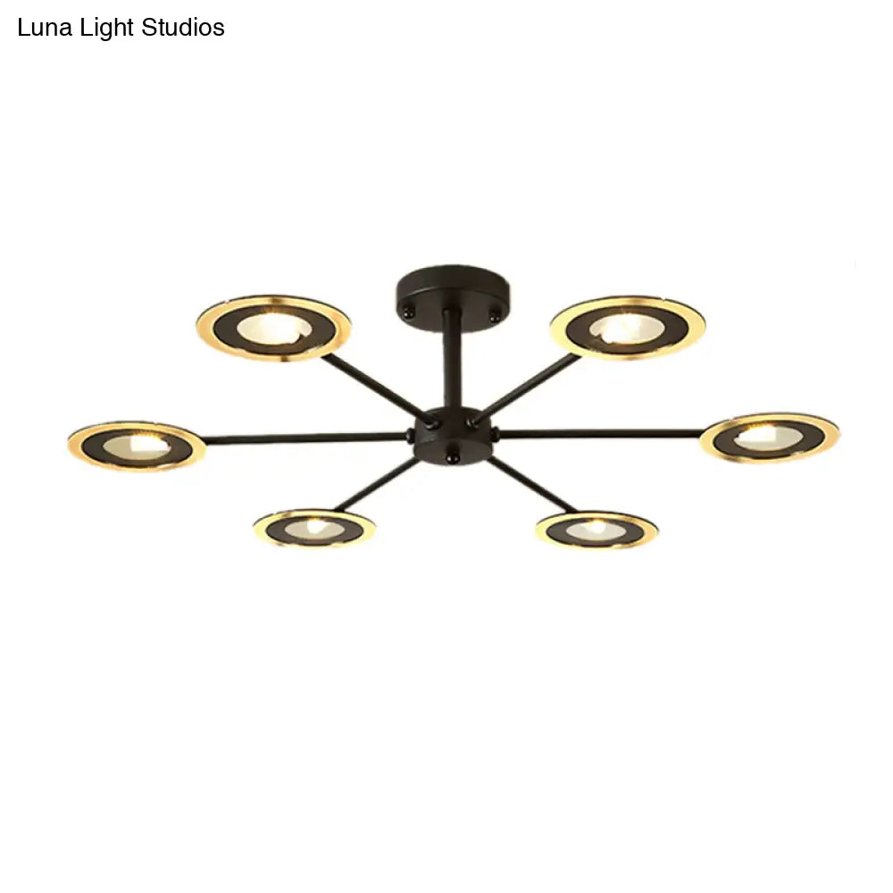 Contemporary Iron Sputnik Chandelier: 6/8-Head Hanging Lamp For Bedroom Black/White/Black-Gold