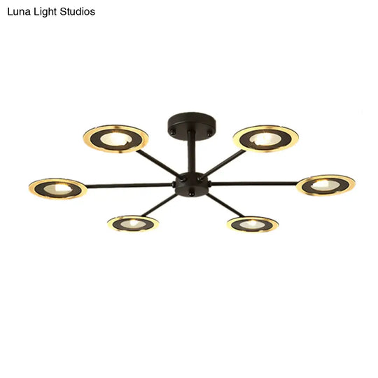 Contemporary Iron Sputnik Chandelier: 6/8-Head Hanging Lamp For Bedroom Black/White/Black-Gold