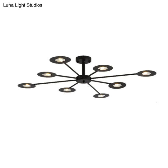 Contemporary Iron Sputnik Chandelier: 6/8-Head Hanging Lamp For Bedroom Black/White/Black-Gold