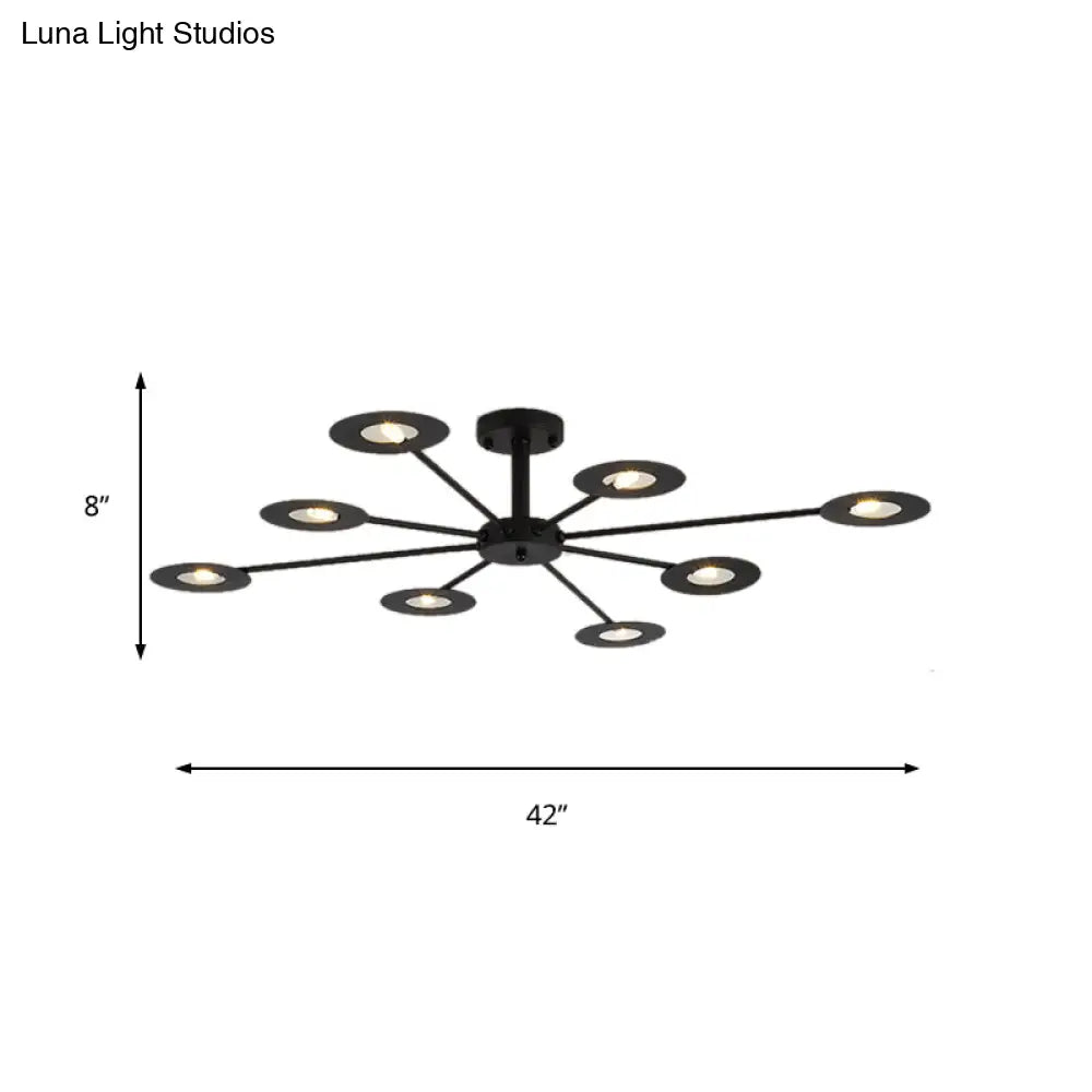 Contemporary Iron Sputnik Chandelier: 6/8-Head Hanging Lamp For Bedroom Black/White/Black-Gold