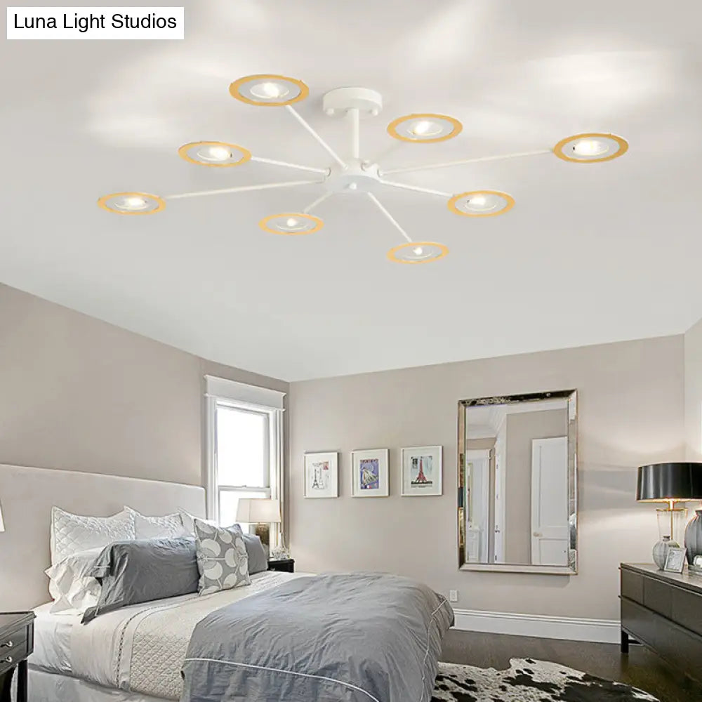 Contemporary Iron Sputnik Chandelier: 6/8-Head Hanging Lamp For Bedroom Black/White/Black-Gold