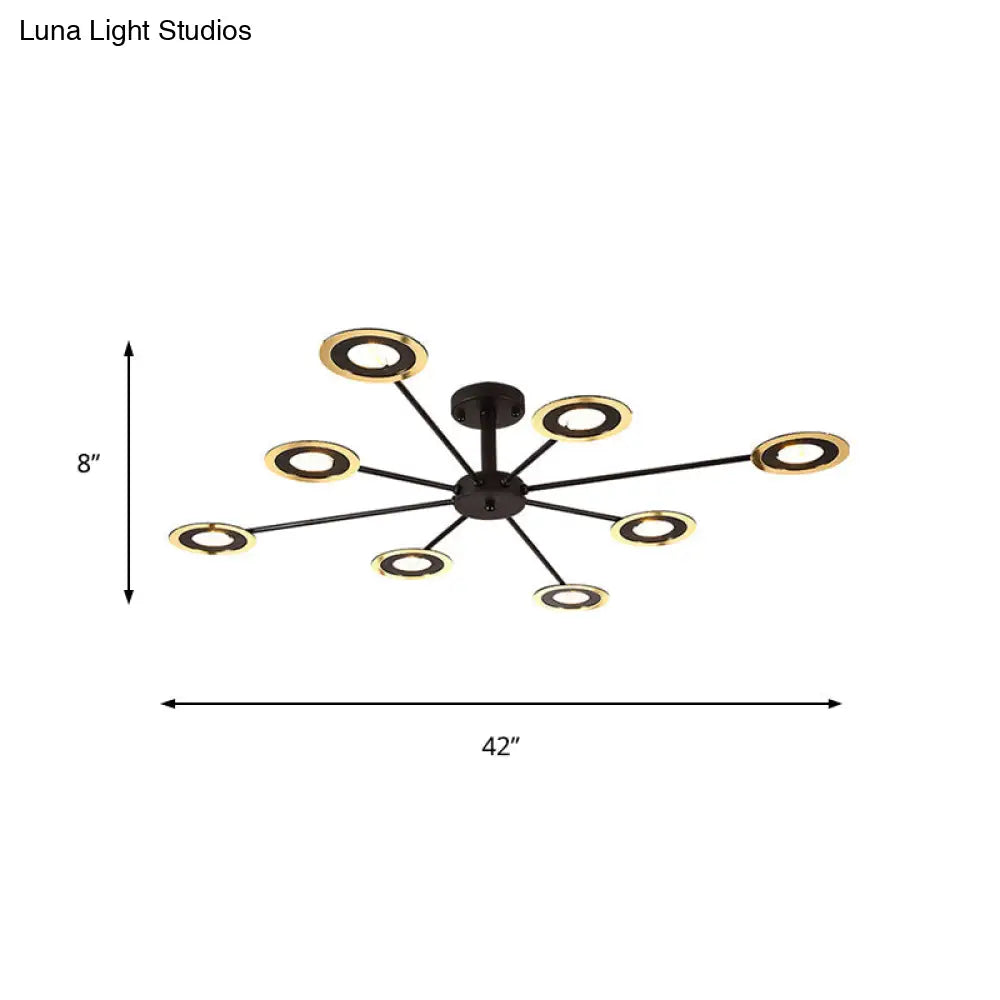 Contemporary Iron Sputnik Chandelier: 6/8-Head Hanging Lamp For Bedroom Black/White/Black-Gold