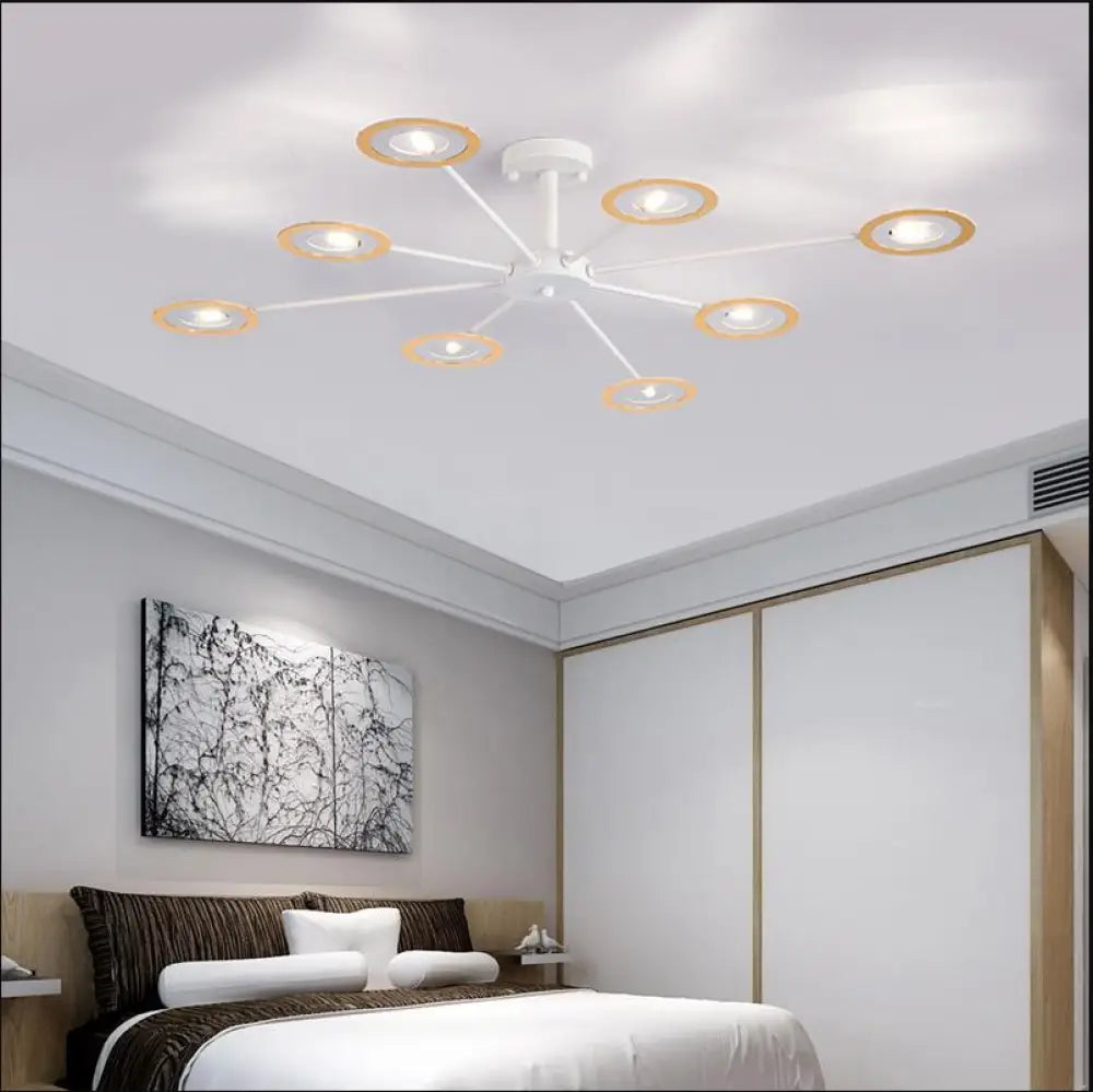 Contemporary Iron Sputnik Chandelier: 6/8-Head Hanging Lamp For Bedroom Black/White/Black-Gold 8 /