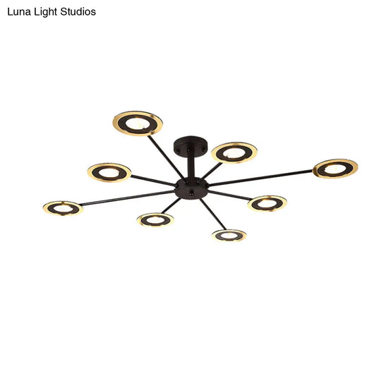 Contemporary Iron Sputnik Chandelier: 6/8-Head Hanging Lamp For Bedroom Black/White/Black-Gold