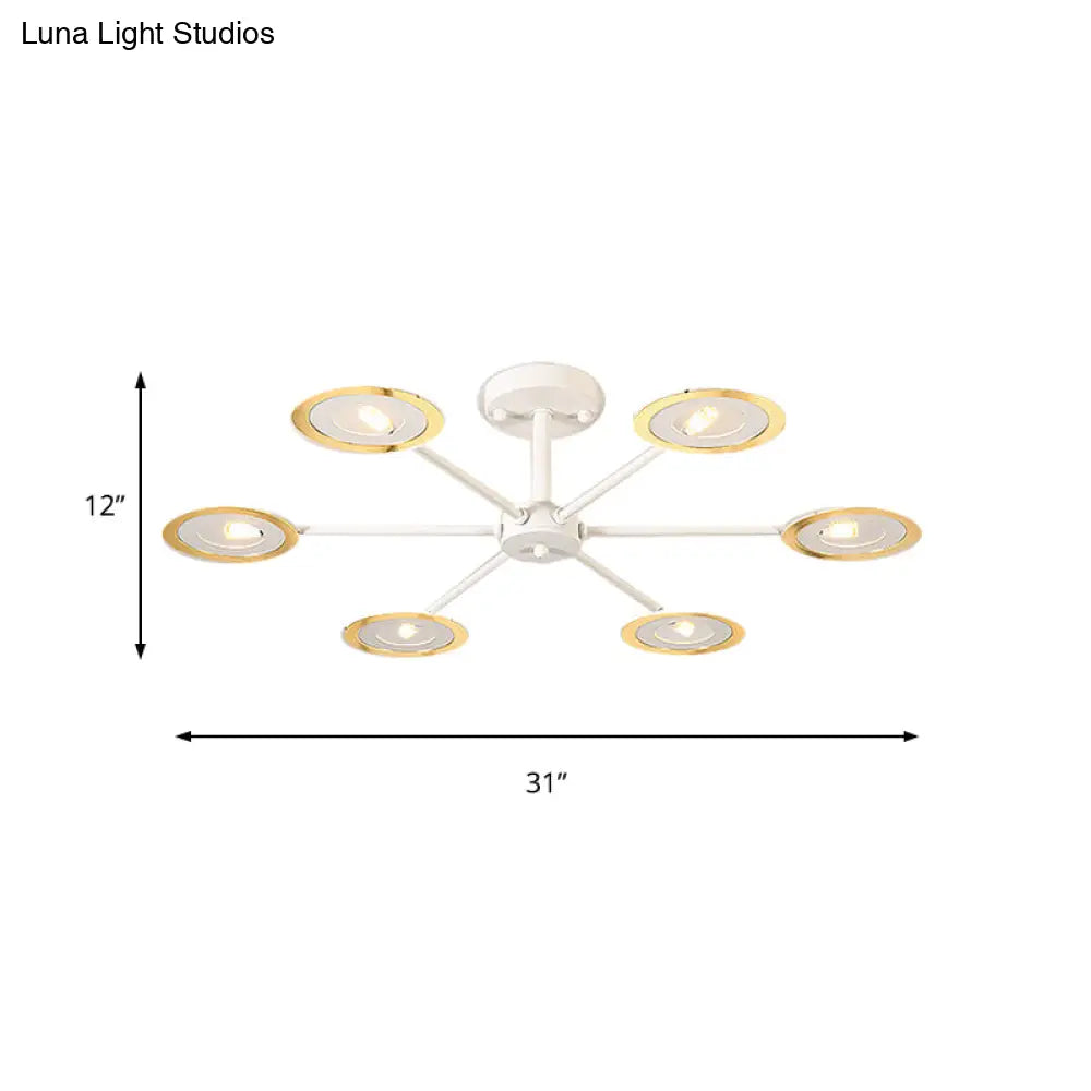 Contemporary Iron Sputnik Chandelier: 6/8-Head Hanging Lamp For Bedroom Black/White/Black-Gold