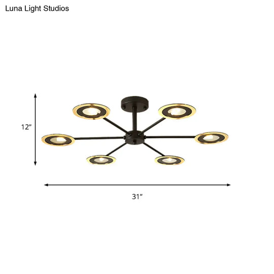 Contemporary Iron Sputnik Chandelier: 6/8-Head Hanging Lamp For Bedroom Black/White/Black-Gold