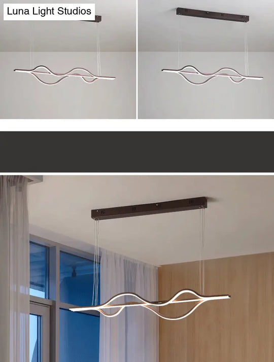 Contemporary Island Lighting: Brown Lines Led Acrylic Ceiling Fixture