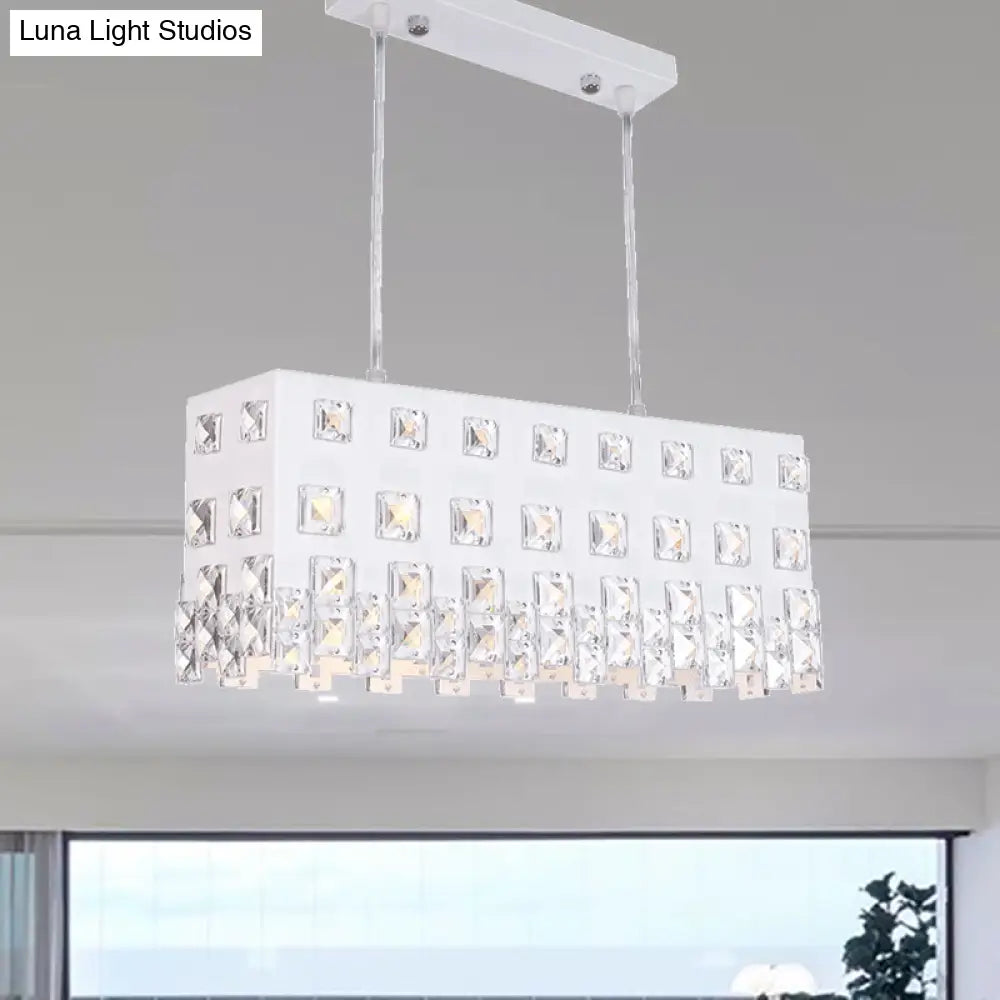 Contemporary Ivory Chandelier - Metal Pendant Light With Crystal Accents (2 Lights)