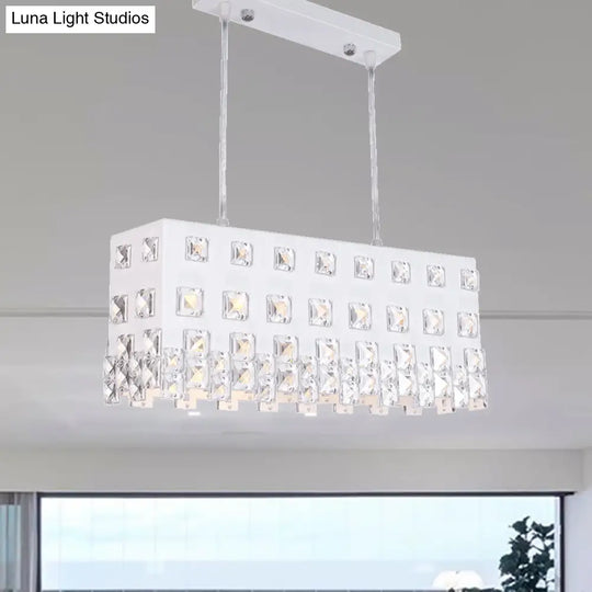 Contemporary Ivory Chandelier - Metal Pendant Light With Crystal Accents (2 Lights)