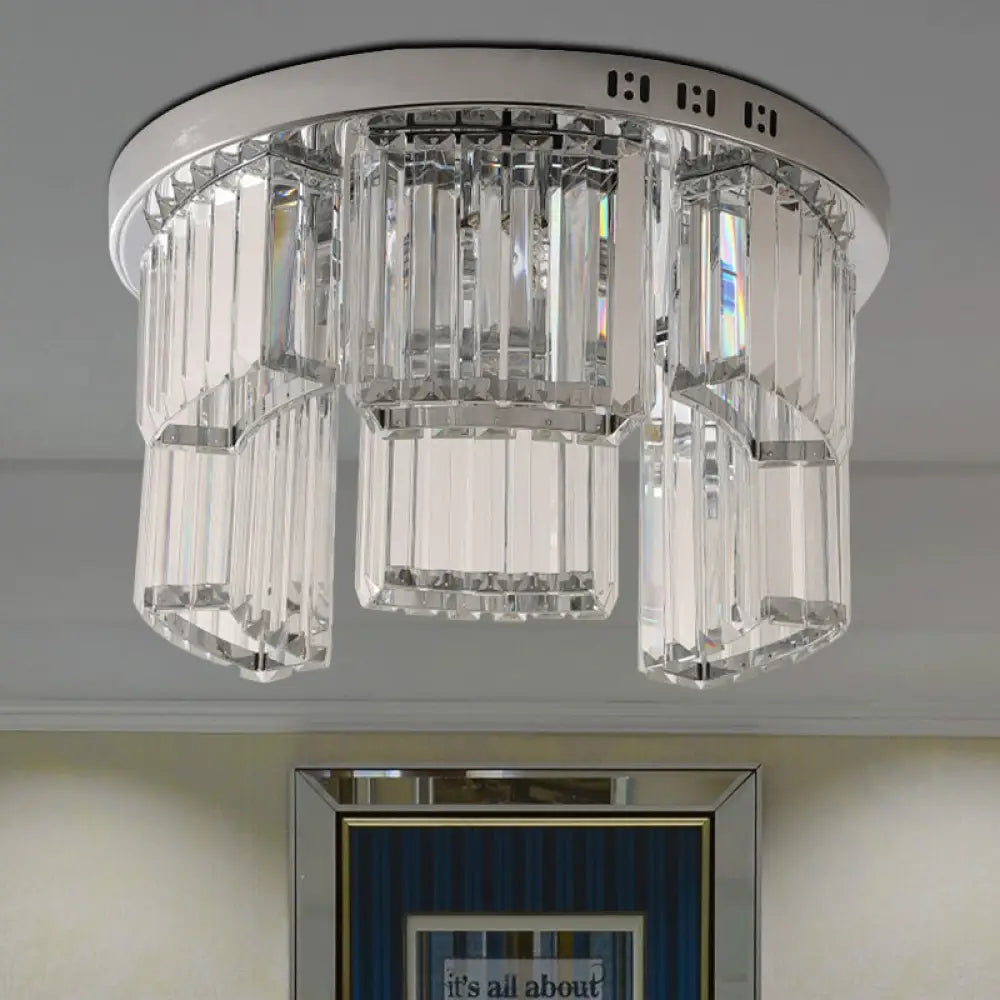 Contemporary Jagged Block Flush Mount Lamp - Clear Crystal Ceiling Light (18’/23.5’ W