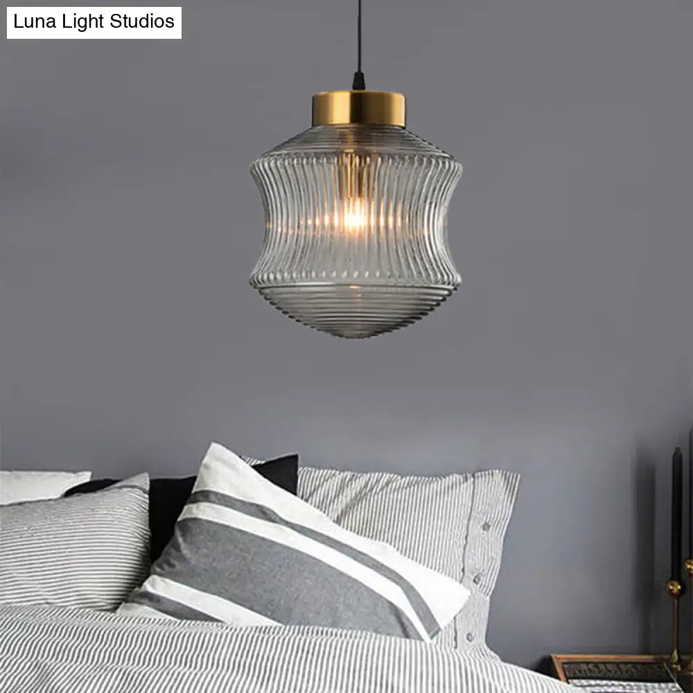 Contemporary Lantern Pendant Light - Amber/Smoke Gray Prismatic Glass Gold Ceiling Hanging