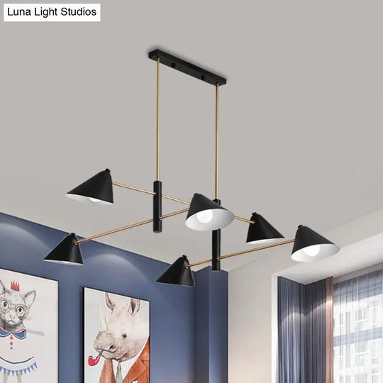 Contemporary Large Chandelier With Black Tilted Shades - 6/8/10 Heads Metal Hanging Light Fixture