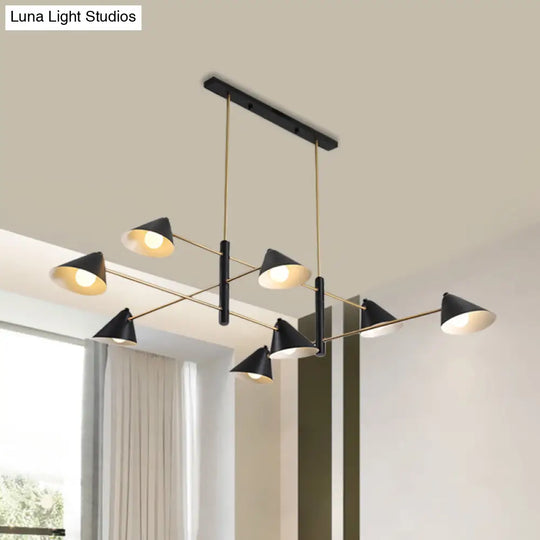 Contemporary Large Chandelier With Black Tilted Shades - 6/8/10 Heads Metal Hanging Light Fixture