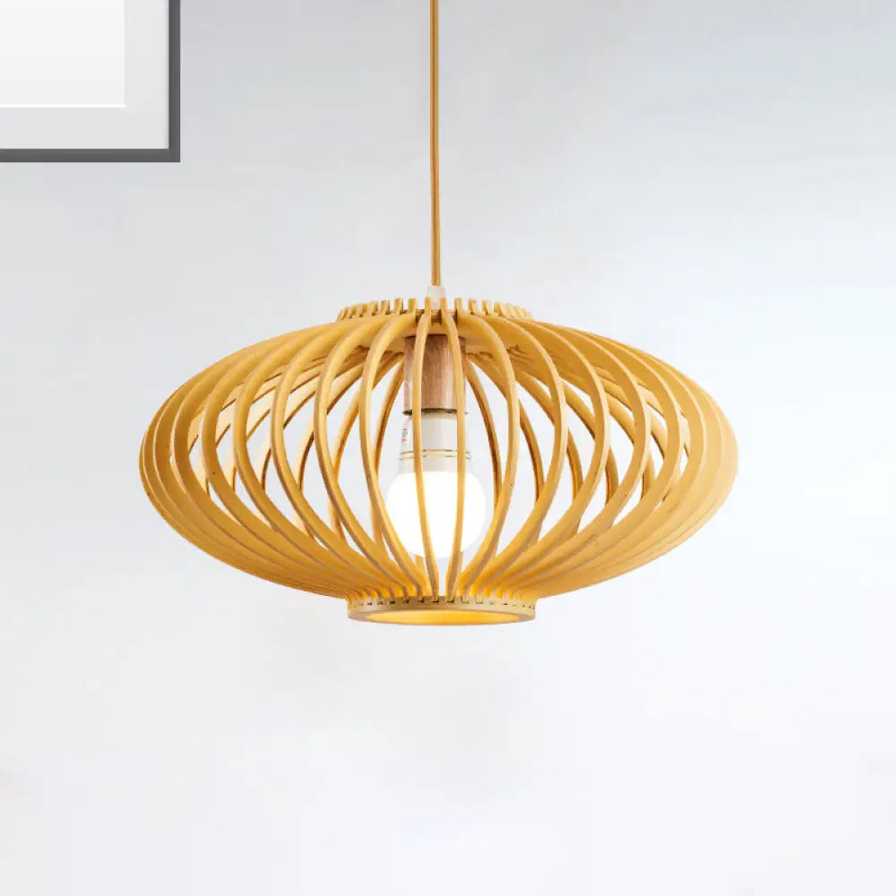 Contemporary Laser Cut Hanging Lamp - Black/Yellow 1 Head Wood Ceiling Pendant Light For Restaurants