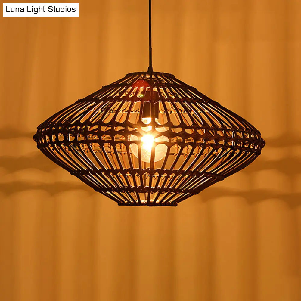 Contemporary Black/Yellow Laser Cut 1 Head Wood Pendant Light For Restaurants