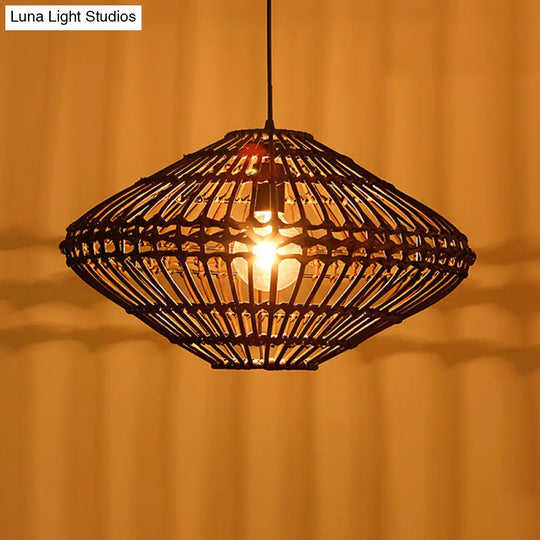 Contemporary Black/Yellow Laser Cut 1 Head Wood Pendant Light For Restaurants