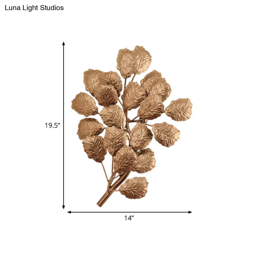 Contemporary Leaf Wall Sconce With Dark Coffee/Gold Finish - Perfect For Living Room Lighting