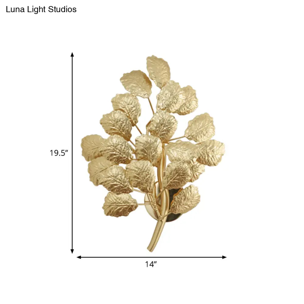 Contemporary Leaf Wall Sconce With Dark Coffee/Gold Finish - Perfect For Living Room Lighting