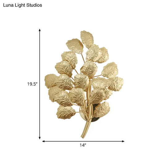 Contemporary Leaf Wall Sconce With Dark Coffee/Gold Finish - Perfect For Living Room Lighting