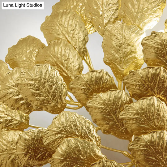 Contemporary Leaf Wall Sconce With Dark Coffee/Gold Finish - Perfect For Living Room Lighting