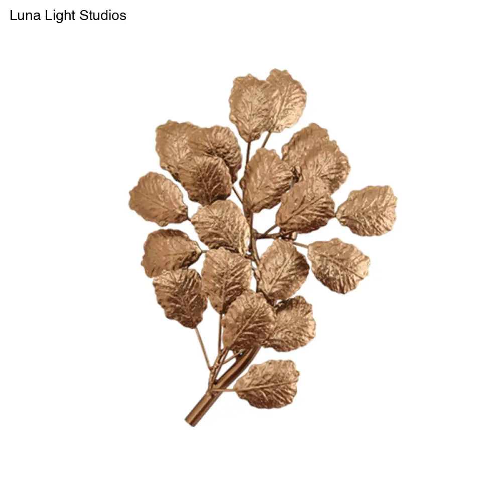 Contemporary Leaf Wall Sconce With Dark Coffee/Gold Finish - Perfect For Living Room Lighting