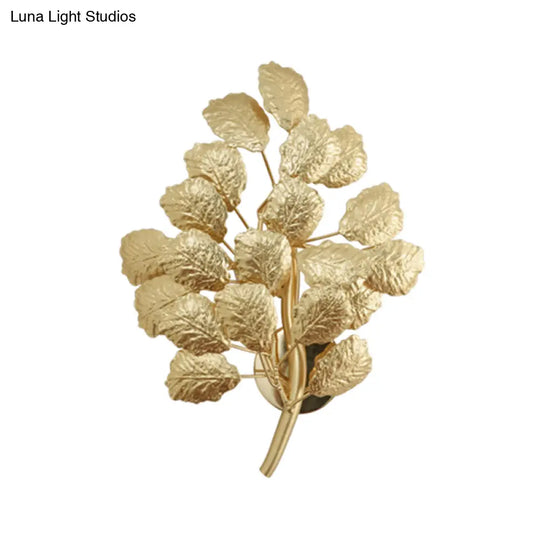 Contemporary Leaf Wall Sconce With Dark Coffee/Gold Finish - Perfect For Living Room Lighting