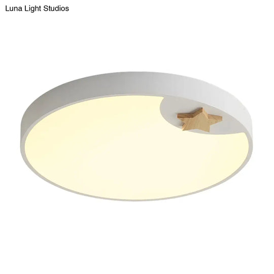 Contemporary Led Acrylic Ceiling Fixture - Circle Design 16/19.5 Wide Wood Star Deco White Flush