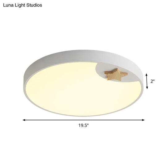 Contemporary Led Acrylic Ceiling Fixture - Circle Design 16/19.5 Wide Wood Star Deco White Flush