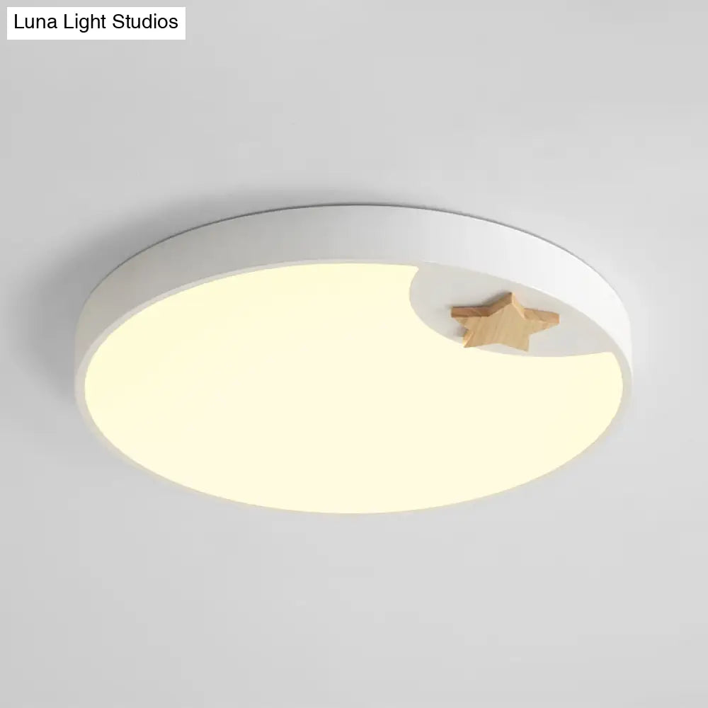 Contemporary Led Acrylic Ceiling Fixture - Circle Design 16/19.5 Wide Wood Star Deco White Flush