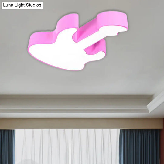 Contemporary Led Acrylic Ceiling Lamp In Red/Orange For Kindergarten - Warm/White Light Pink / White