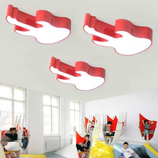 Contemporary Led Acrylic Ceiling Lamp In Red/Orange For Kindergarten - Warm/White Light Red / Warm