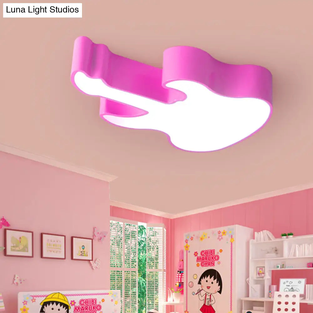 Contemporary Led Acrylic Ceiling Lamp In Red/Orange For Kindergarten - Warm/White Light