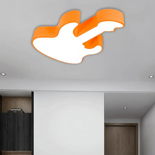 Contemporary Led Acrylic Ceiling Lamp In Red/Orange For Kindergarten - Warm/White Light Orange /