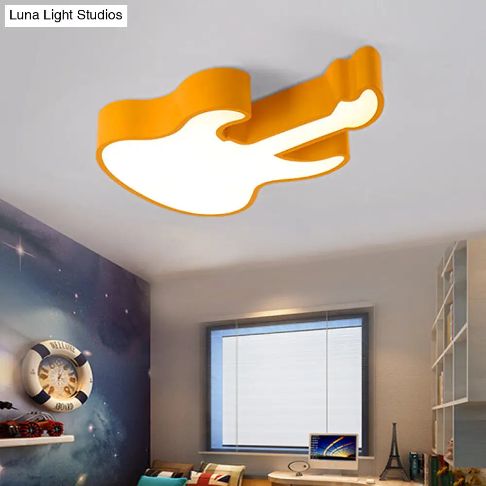 Contemporary Led Acrylic Ceiling Lamp In Red/Orange For Kindergarten - Warm/White Light