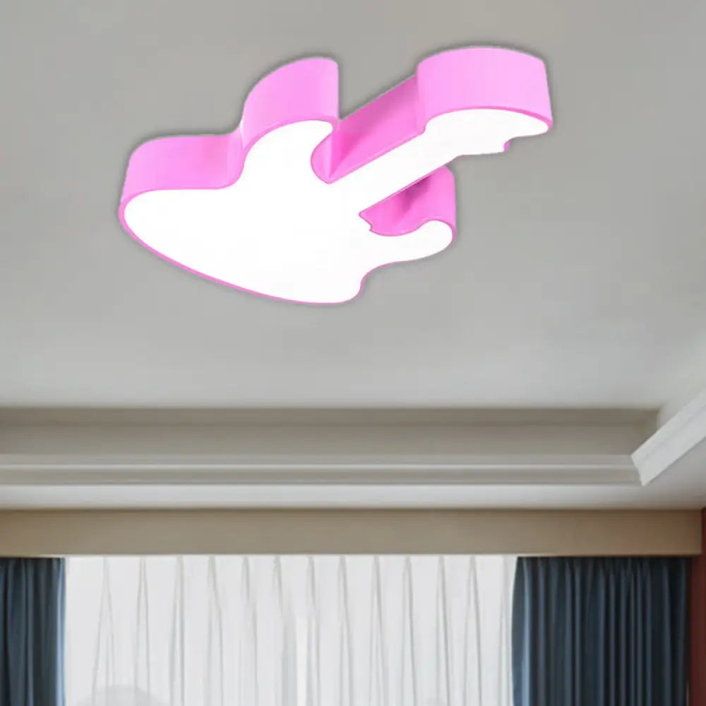 Contemporary Led Acrylic Ceiling Lamp In Red/Orange For Kindergarten - Warm/White Light Pink / White