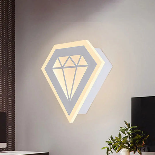 Contemporary Led Acrylic Diamond Bedside Wall Lamp In Warm/White Light - Black/White Sconce Fixture