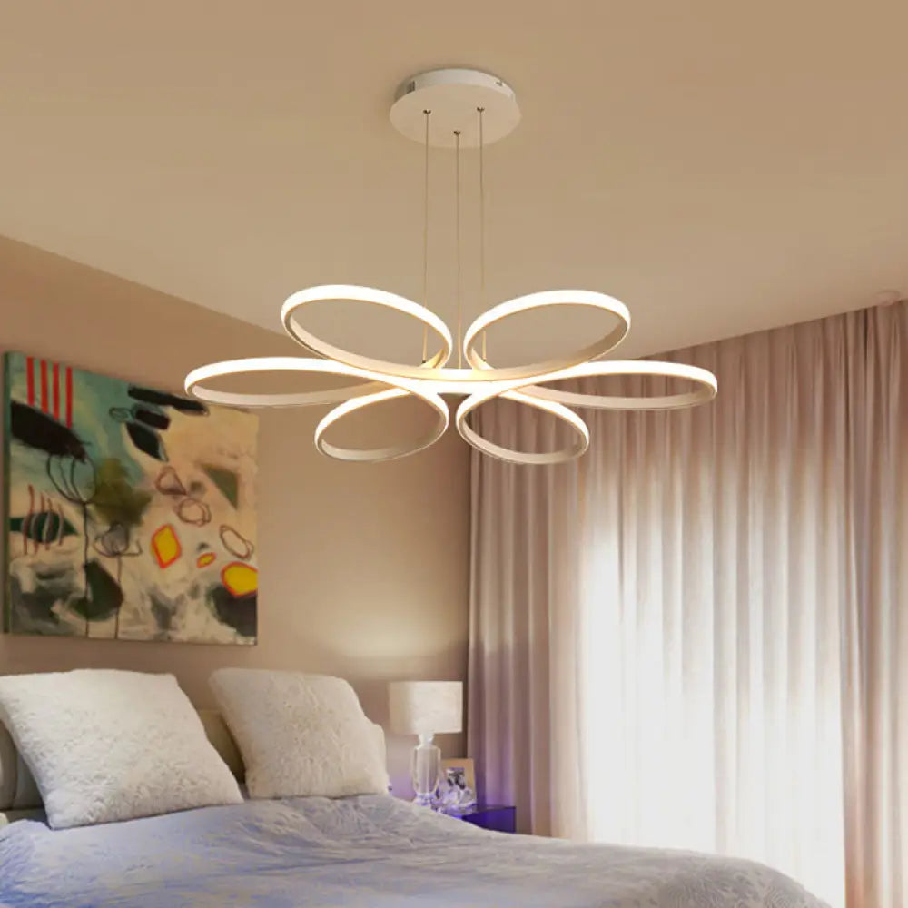 Contemporary Led Acrylic Flower Chandelier - 23/29/35.5 Wide Ceiling Pendant Light In Warm/White