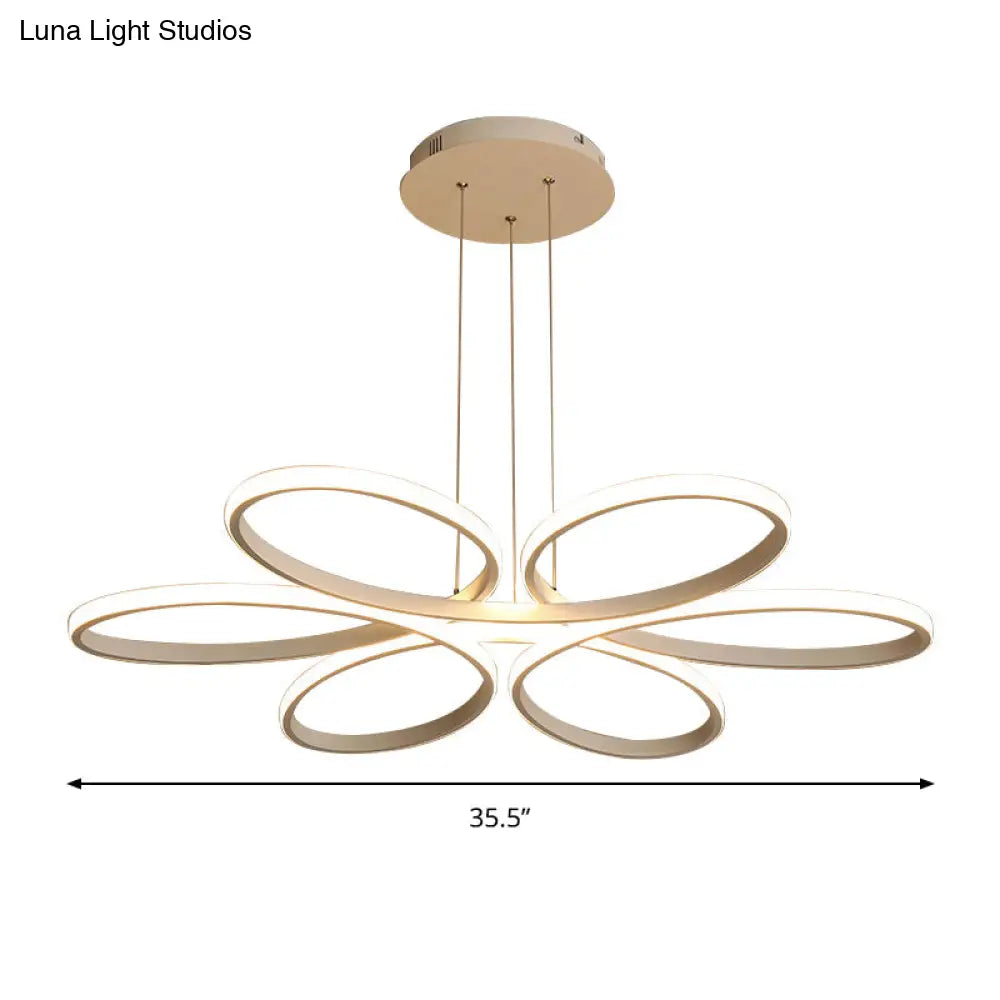 Contemporary Led Acrylic Flower Chandelier - 23/29/35.5 Wide Ceiling Pendant Light In Warm/White