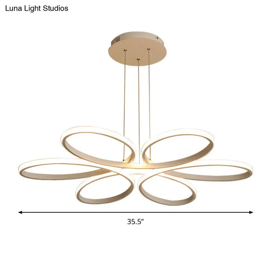 Contemporary Led Acrylic Flower Chandelier - 23/29/35.5 Wide Ceiling Pendant Light In Warm/White