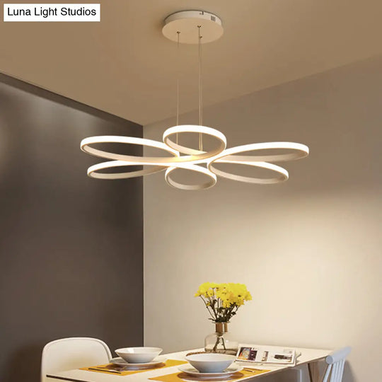 Contemporary Led Acrylic Flower Chandelier - 23/29/35.5 Wide Ceiling Pendant Light In Warm/White