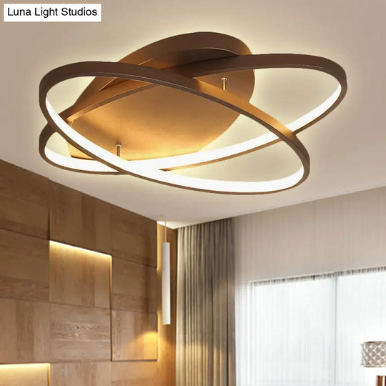 Contemporary Led Acrylic Flush Mount Ceiling Lamp - 21/29.5/34 Wide Black/Brown Warm/White Light