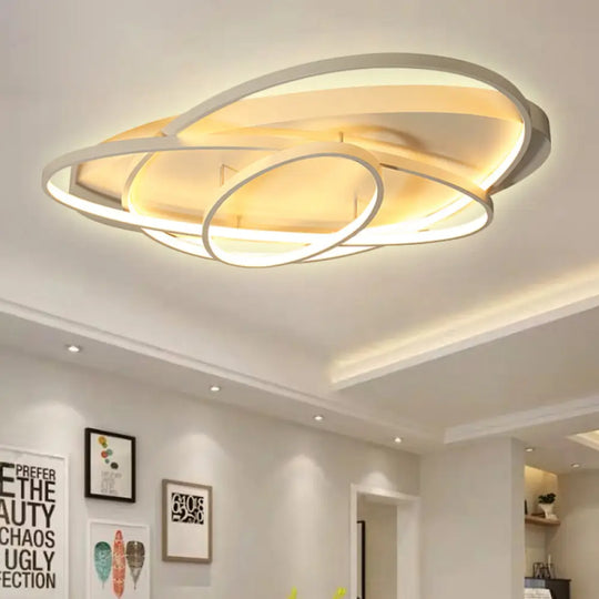 Contemporary Led Acrylic Flush Mount Ceiling Lamp - 21’/29.5’/34’ Wide Black/Brown Warm/White
