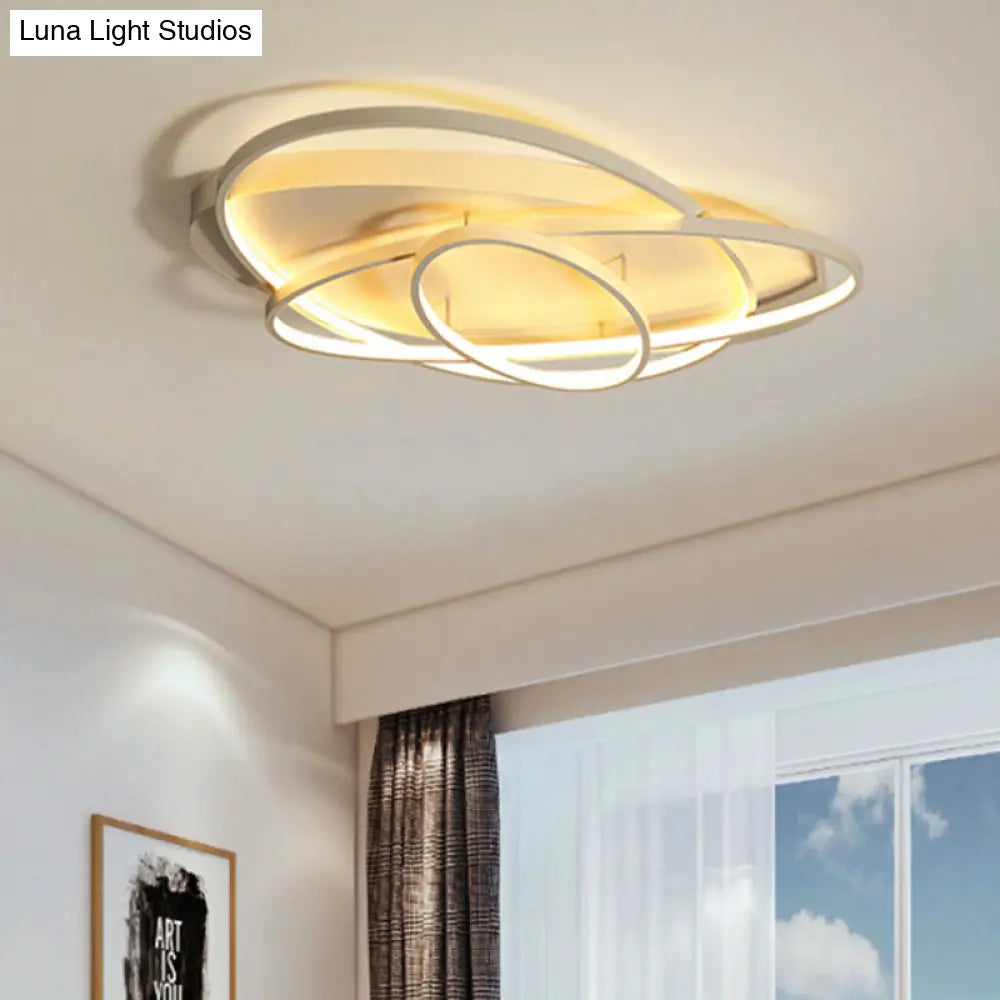 Contemporary Led Acrylic Flush Mount Ceiling Lamp - 21’/29.5’/34’ Wide Black/Brown Warm/White Light