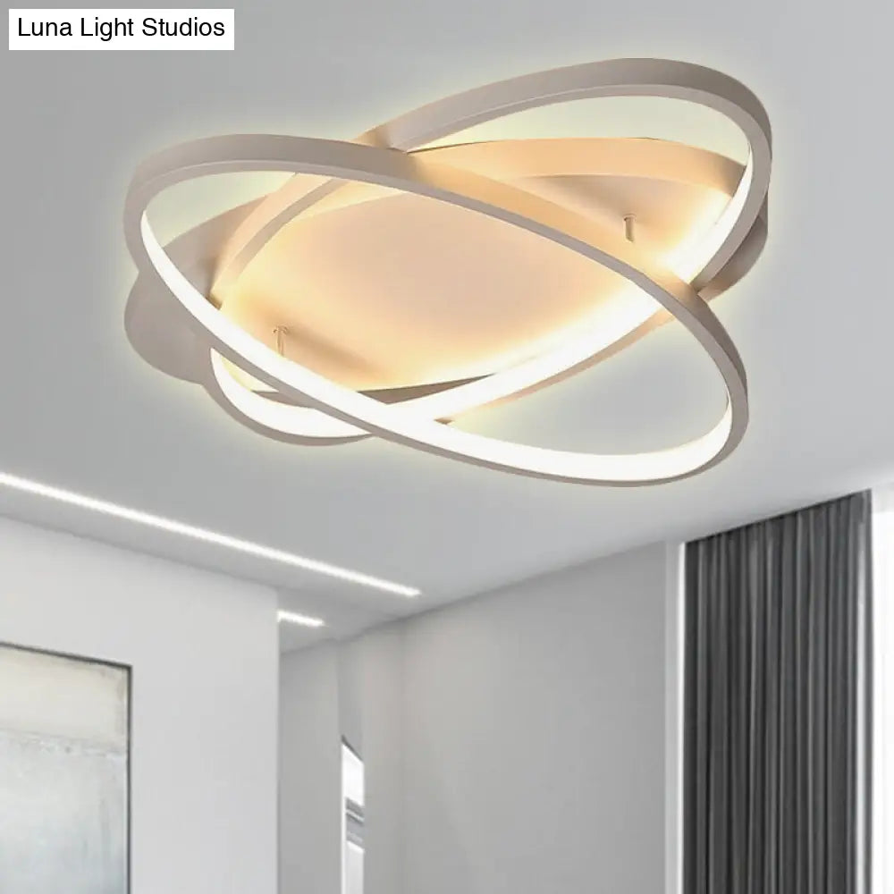 Contemporary Led Acrylic Flush Mount Ceiling Lamp - 21’/29.5’/34’ Wide Black/Brown Warm/White Light
